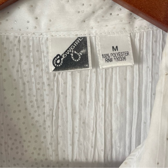 Cowgirl Up White Sparkle Button Up Western Shirt Size Medium - Picture 7 of 9